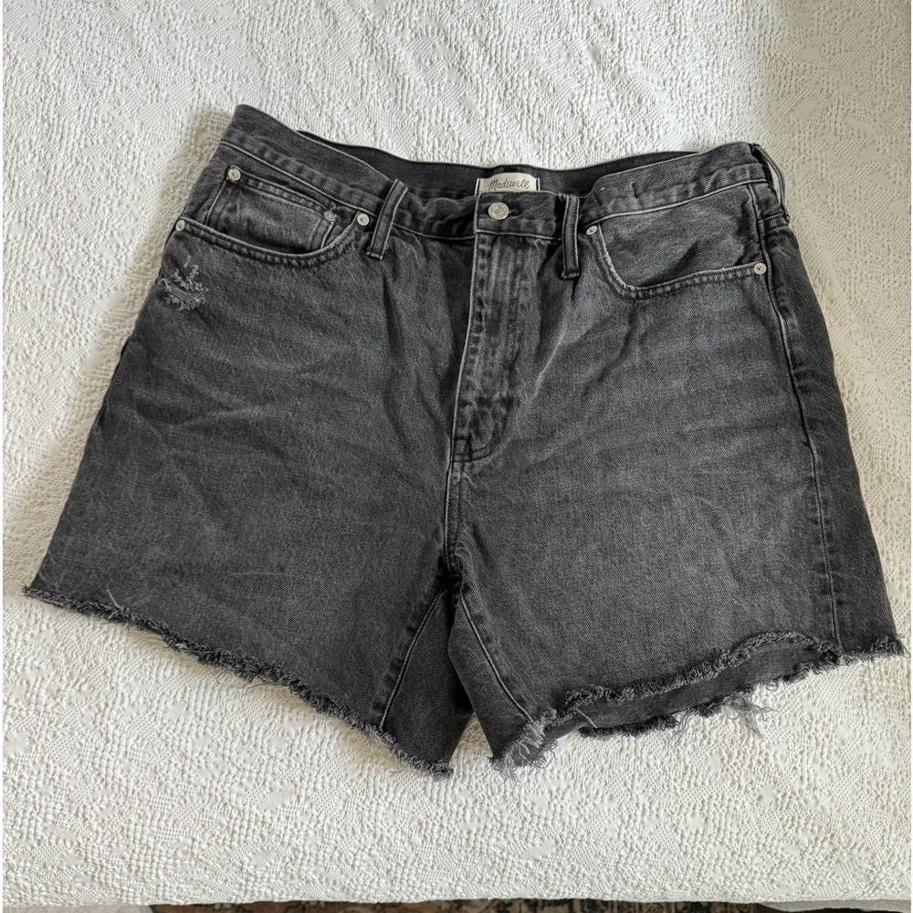 Madewell high waisted black denim shorts